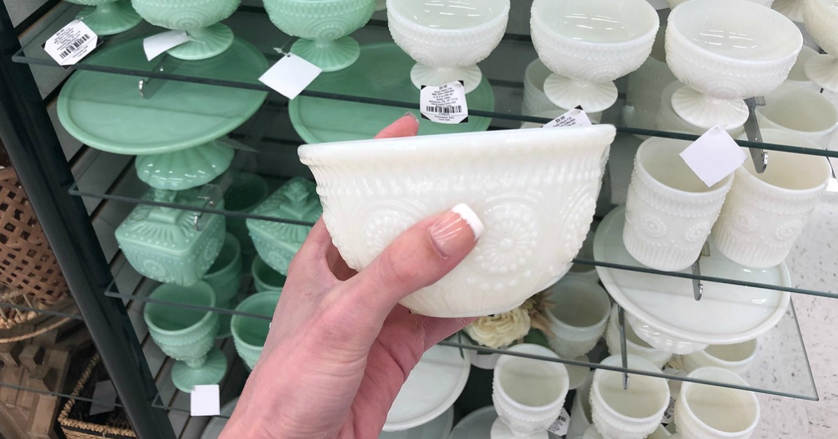 50 Off Green & White Milk Glass Decor at Hobby Lobby