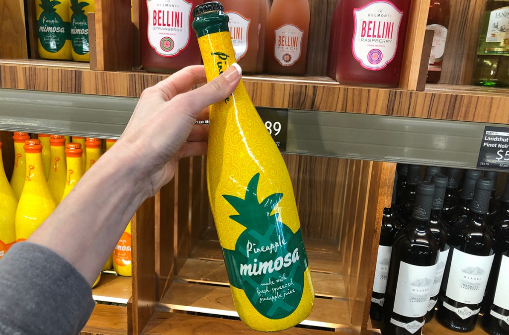 aldi food finds april 3 - pineapple mimosa bottle