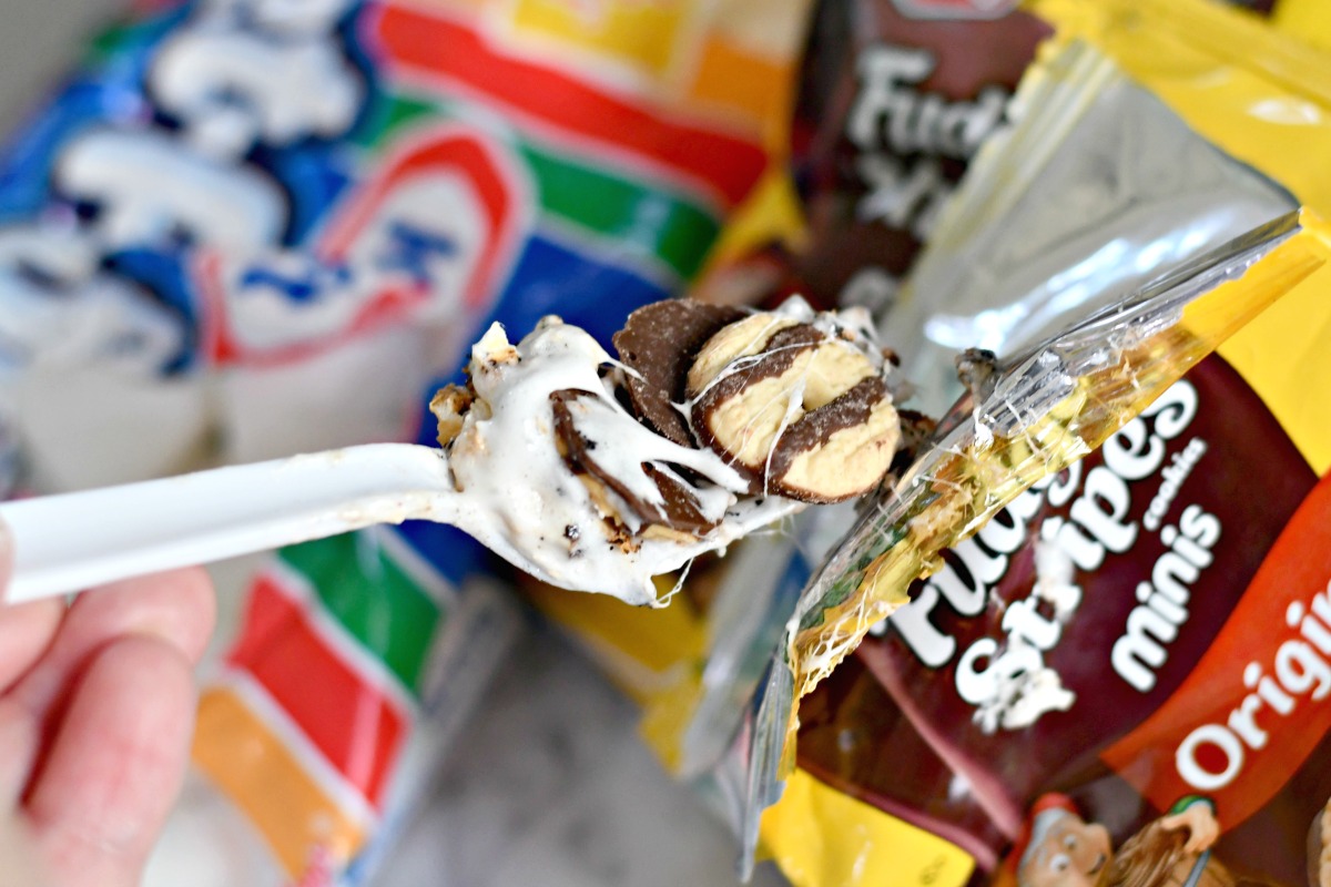 campfire smores in a bag served on a plastic spoon