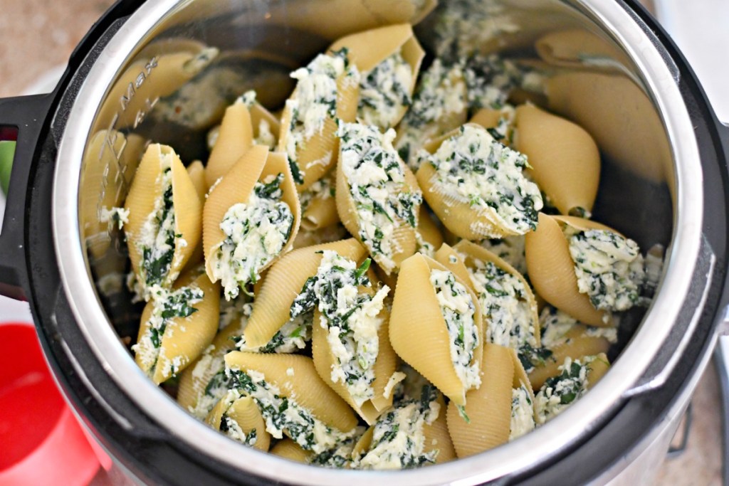 stuffed pasta shells placed in instant pot