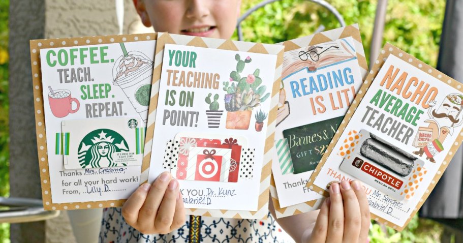 Make DIY Teacher Appreciation Gift Card Holders w/ Our FREE Printable Designs!