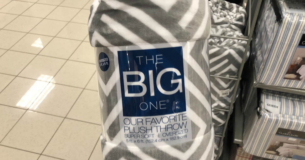 The big one cozy throwin gray diamond pattern net to display at Kohl's