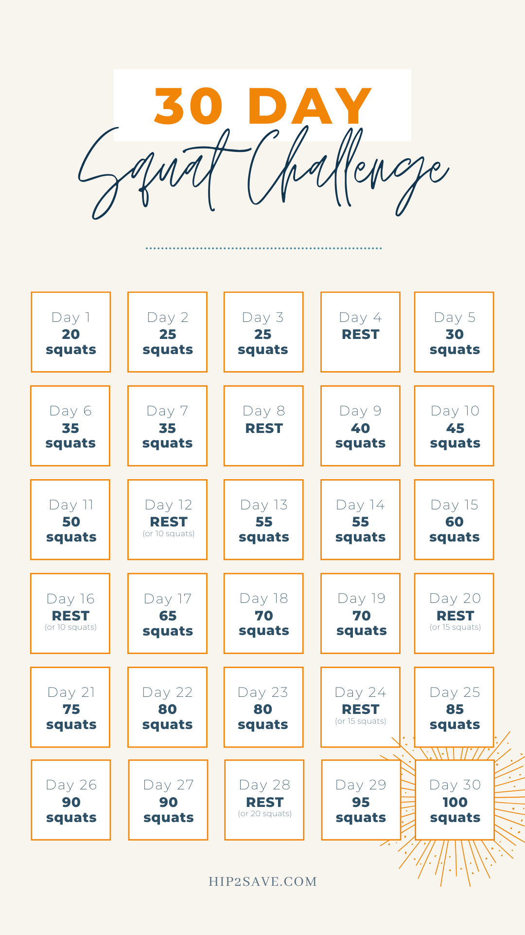 30 day squat challenge printable