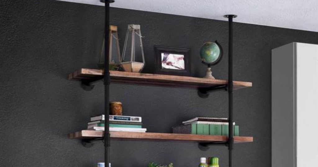4 Tier Industrial Wall Mounted Bookshelf Frame Only 54 99 Shipped