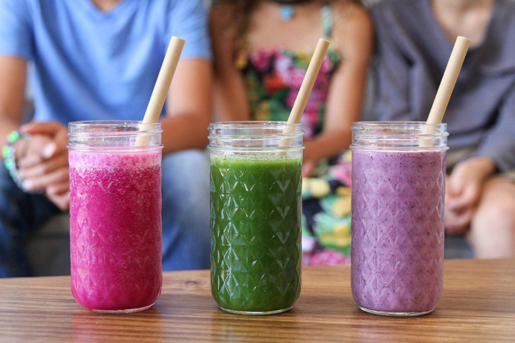 Smoothies with Bamboo Drinking Straws