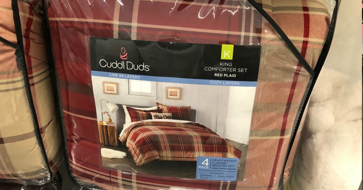 Cuddl Duds Comforter Set in red plaid