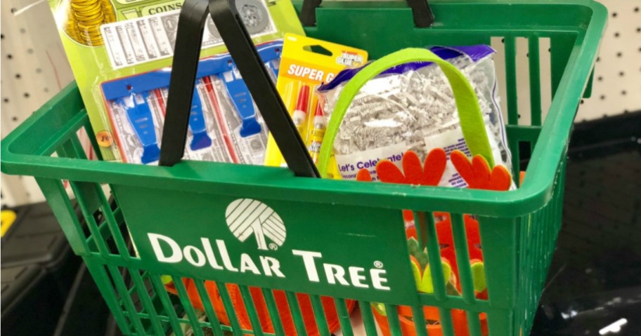 Dollar Tree Basket Filled with Merchandise
