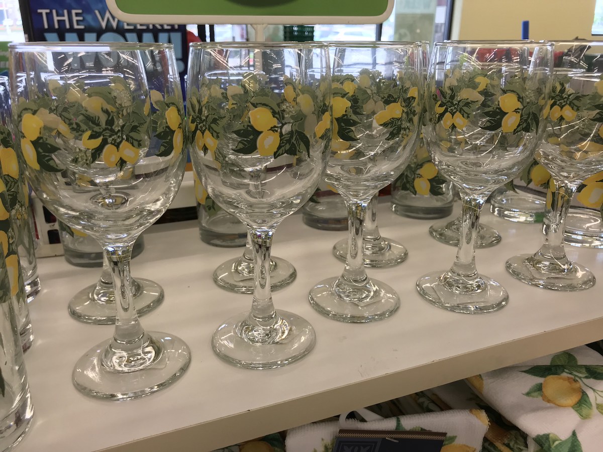 11.5 oz Set of 4 Lemon Printed Wine Glasses 
