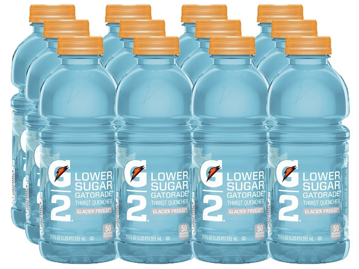 Gatorade G2 Thirst Quencher Glacier Freeze 20 oz Bottles 12 Pack stock image