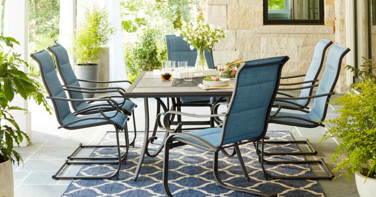 hampton bay crestridge steel padded sling outdoor patio glider