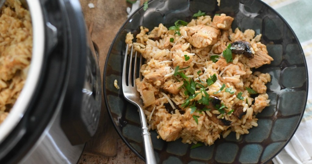No-Fuss Instant Pot Chicken Risotto on Plate 