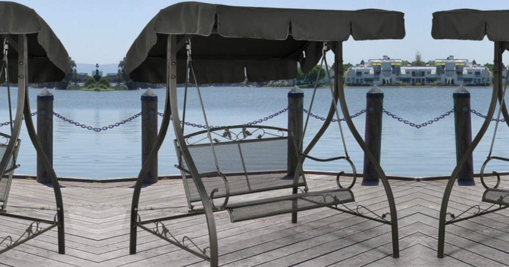 Mainstays Jefferson Wrought Iron 2-Person Outdoor Canopy Porch Swing