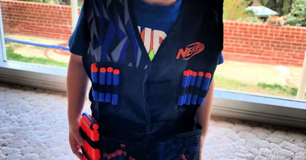 kid wearing NERF vest