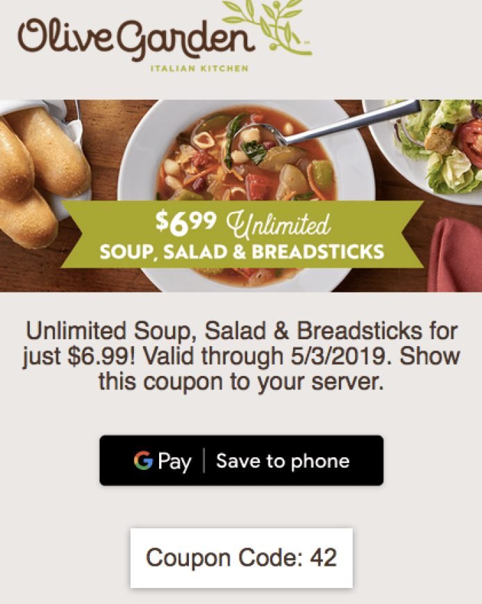 Unlimited Olive Garden Soup Salad Breadsticks Only 6 99 Hip2save