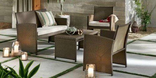 4-Piece Wicker Patio Conversation Set w/ Cushions Only $167.40 Delivered + More
