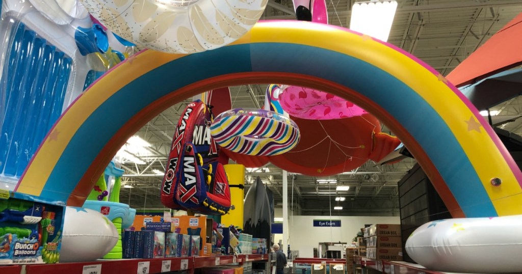 Displays of inflatable water toys at Sam's Club