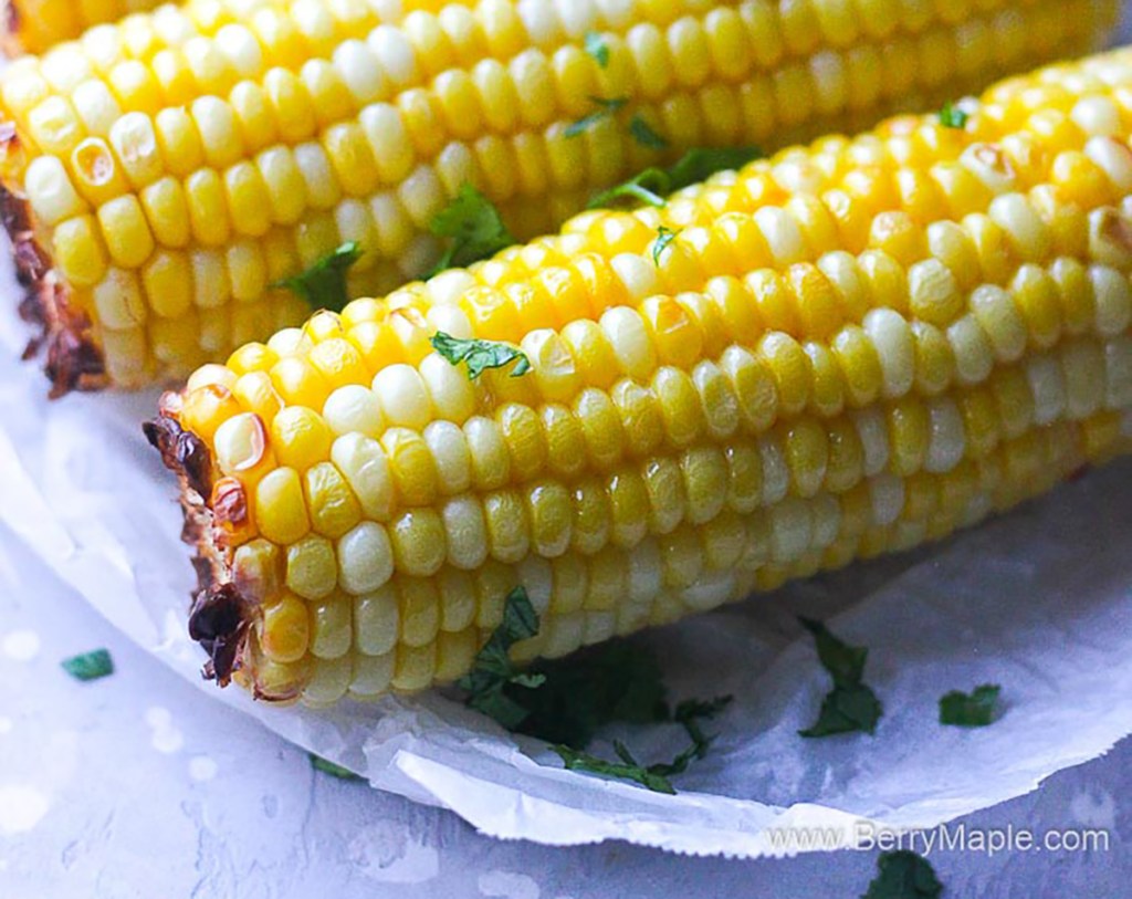 air fryer corn on the cob from berry maple blog