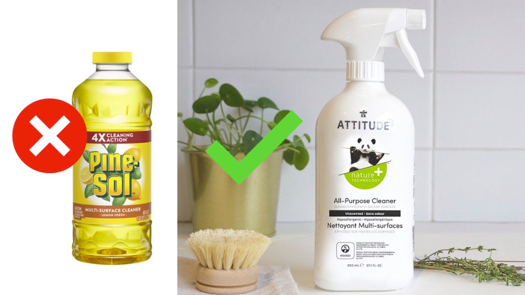 comparison between pine sol and attitude multi surface cleaner - natural cleaning products