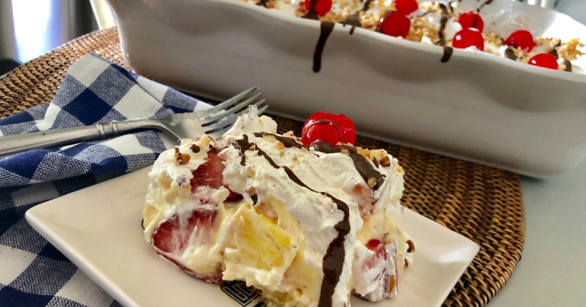 Easy Banana Split Pudding No Bake Dessert Exclusive Hip2save Recipe