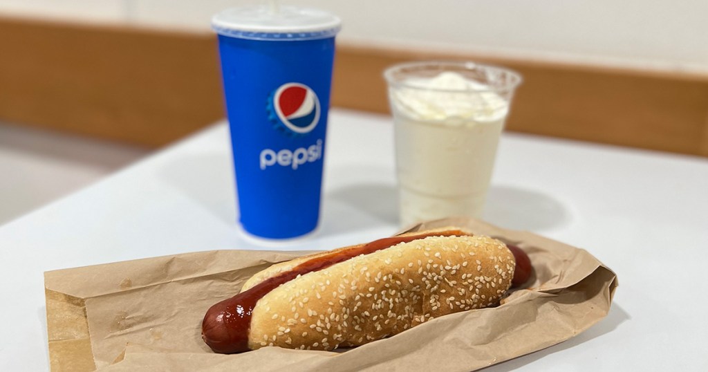 costco hot dog soda and ice cream from food court