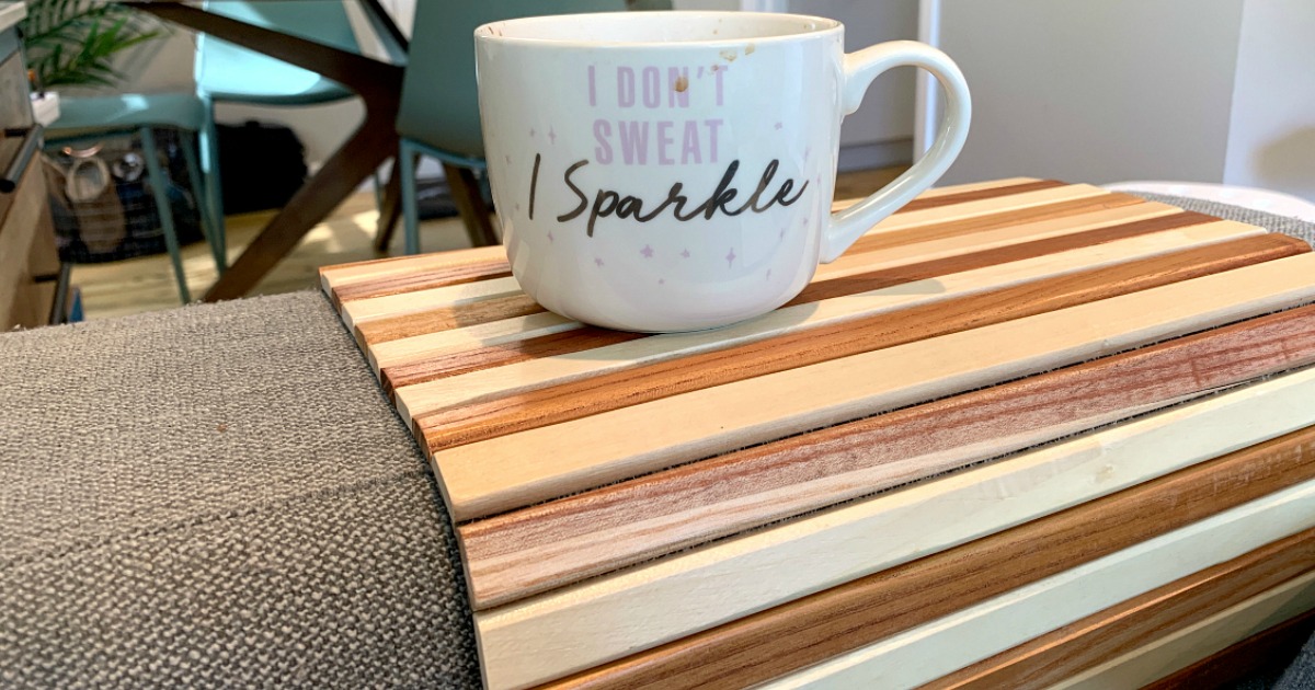 This Couch Arm Tray is a Great Solution for No Side Tables