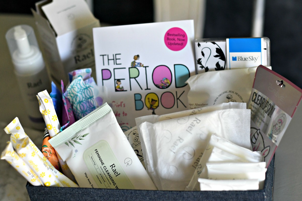easy diy box of first period supplies for period kit 