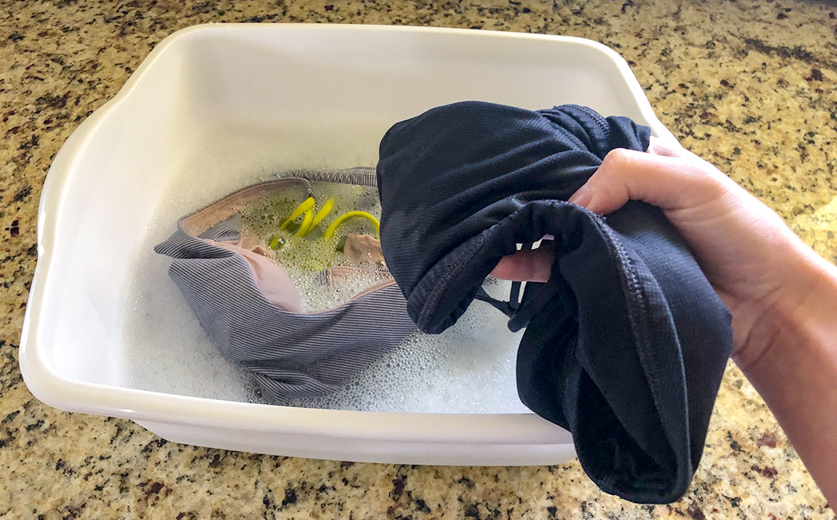 washing sports bras with pads by hand