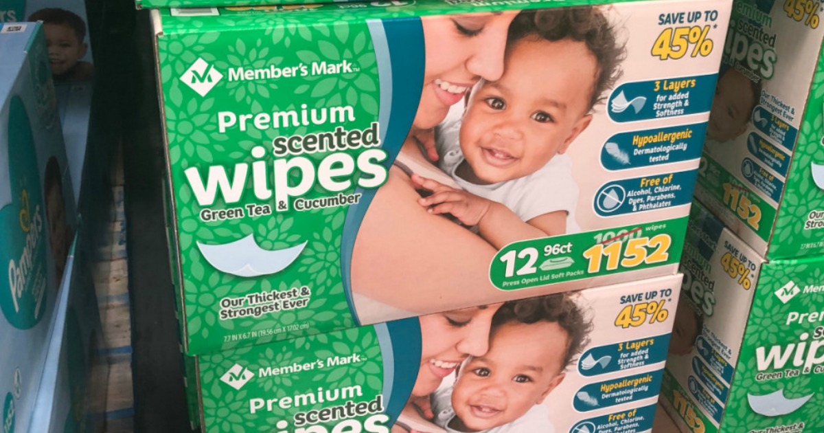 Members Mark One Box Green Tea & Cucumber Scented Premium Baby Wipes 12