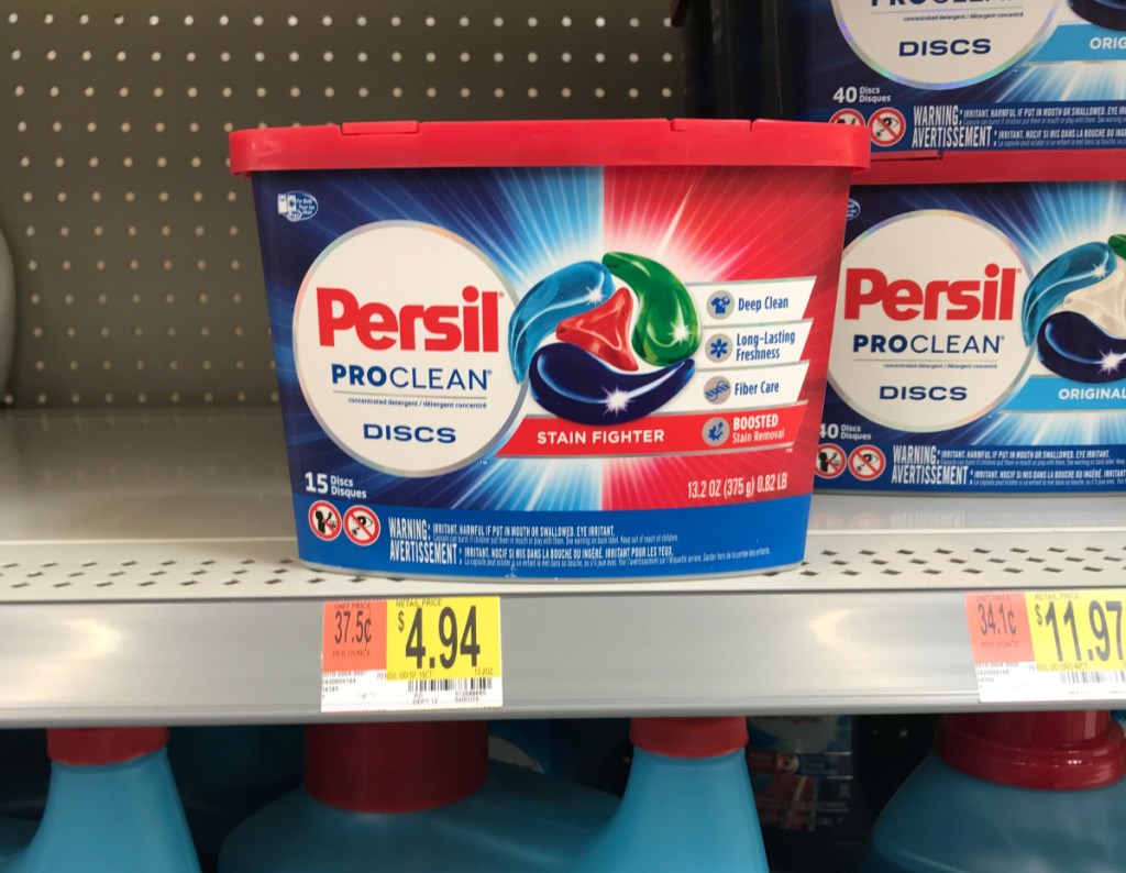 Persil discs on the shelf at Walmart