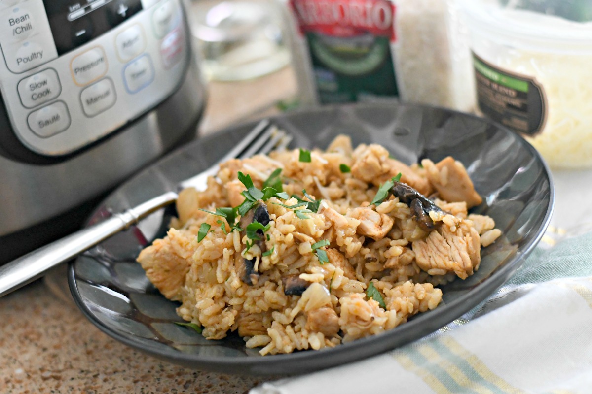 plate of instant pot chicken risotto