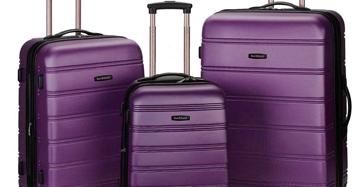 rockland luggage melbourne 3 piece hardside luggage set