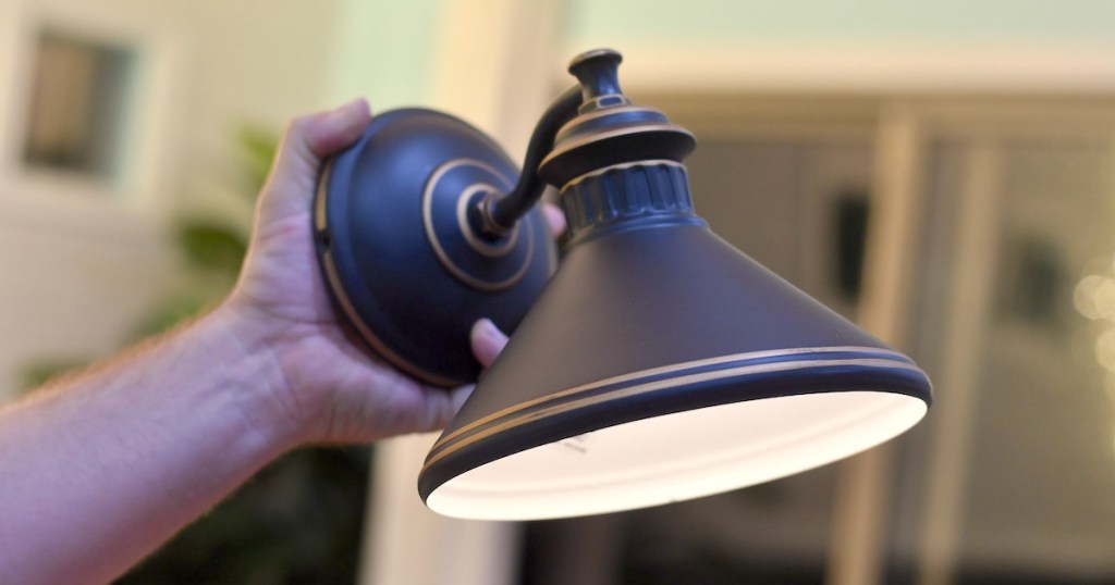 Install A Sconce Light With No Wiring Using Puck Hip2save - Easy Install Wall Sconce