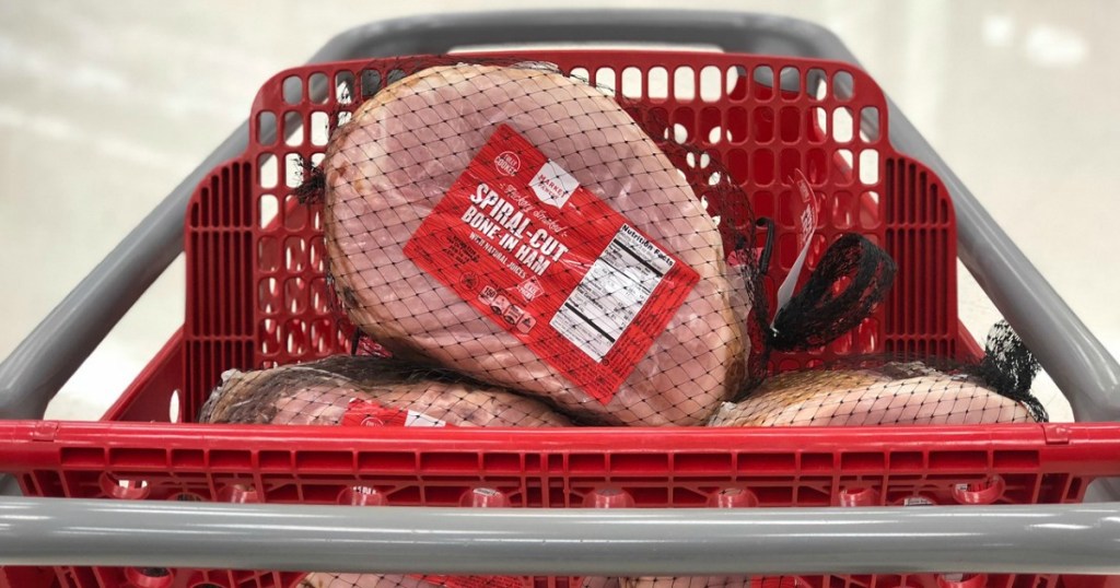 ham in red basket