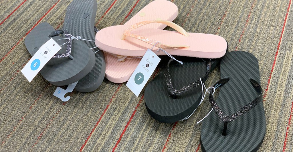 cheap flip flops — shade and shore glitter flip flops from target