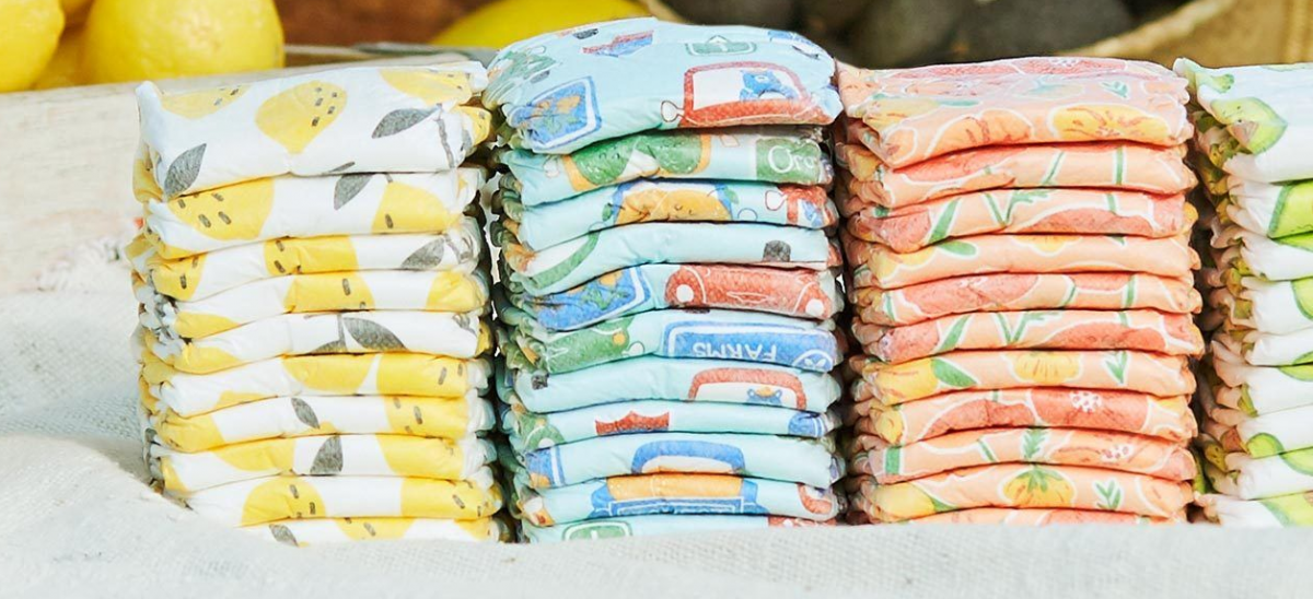 stacks of The Honest Company diapers