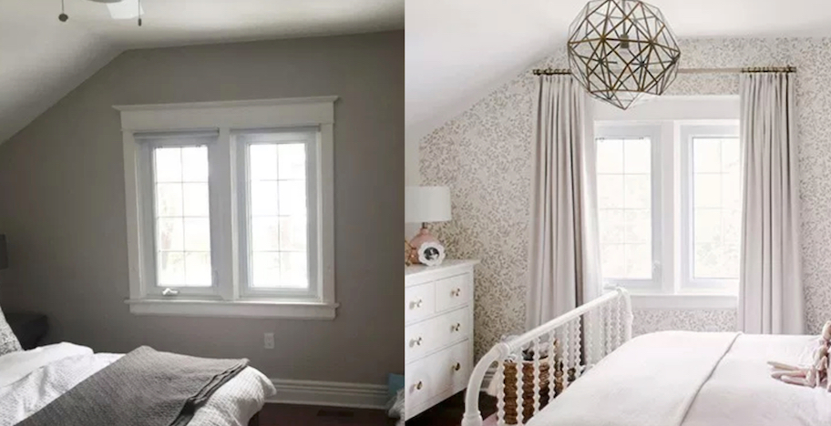 before and after of curtains on window