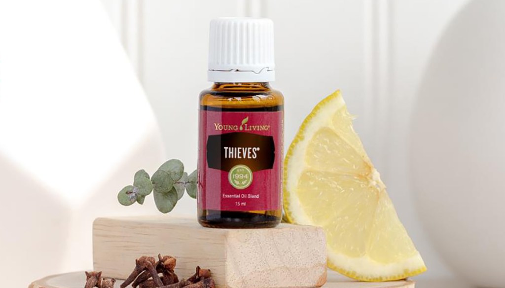 bottle of young living thieves essential oil