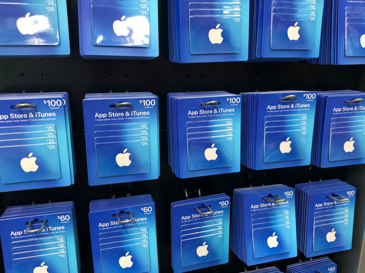 display of $100 iTunes gift cards at Sam's Club