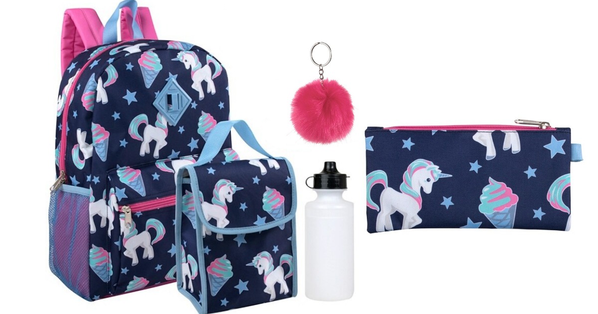 unicorn backpack with water bottle holder