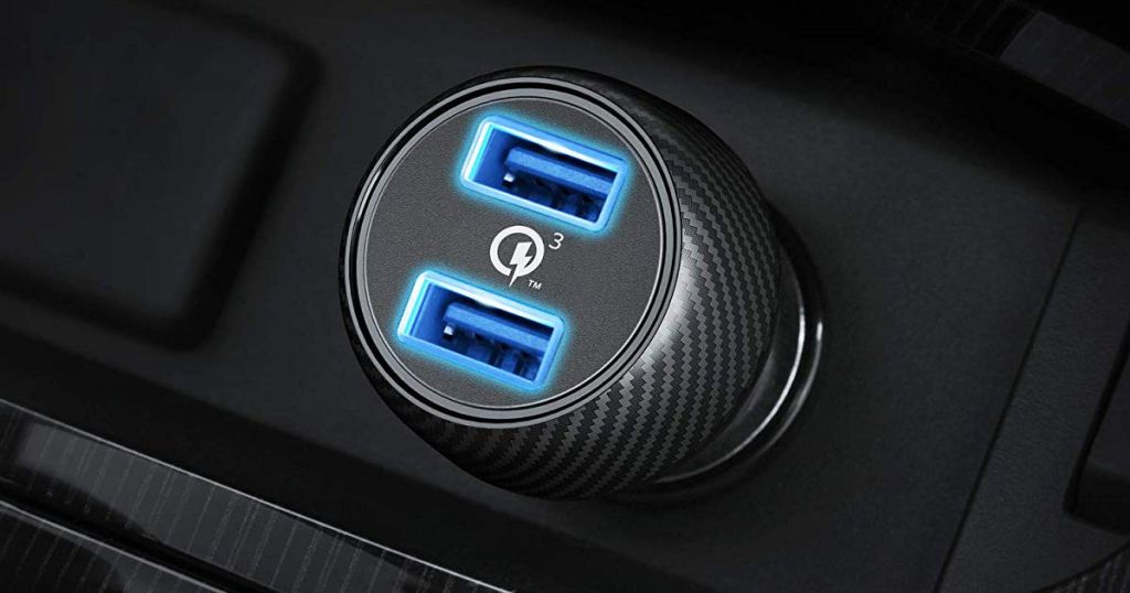 Anker dual usb car charger in car without any wires plugged in