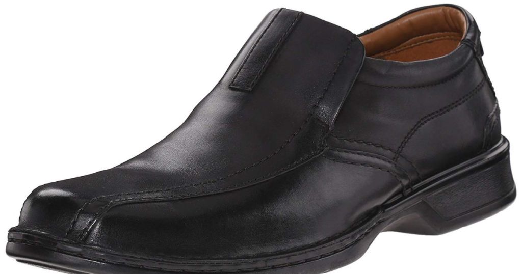 black leather CLARKS Men's Escalade Step on white background