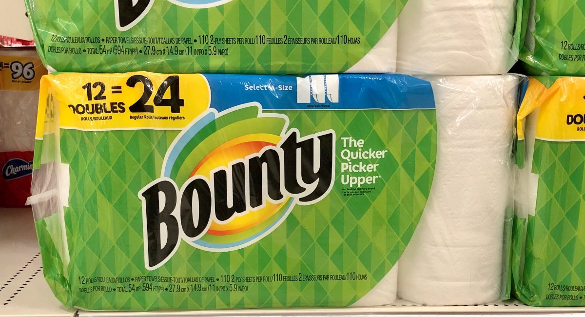 Bounty Paper Towel 12 Double Rolls on Target shelf