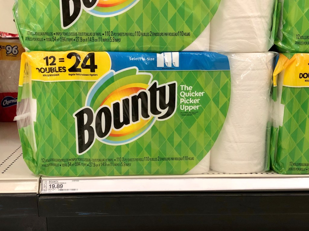 Bounty Paper Towel 12 Double Rolls on Target shelf