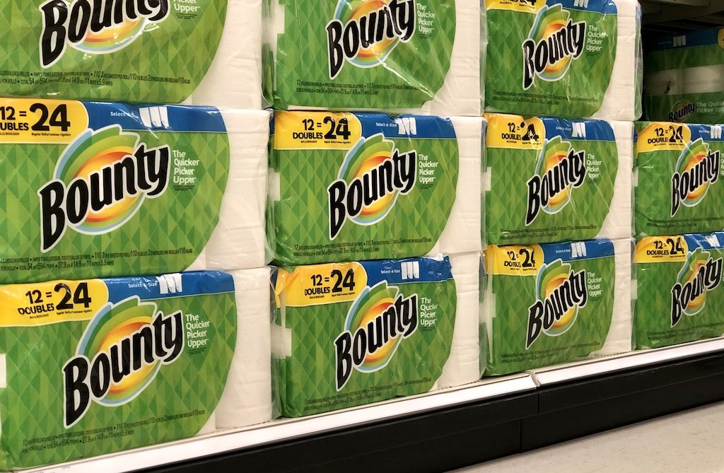 Bounty Paper Towels 12ct Double Rolls in the aisle at Target