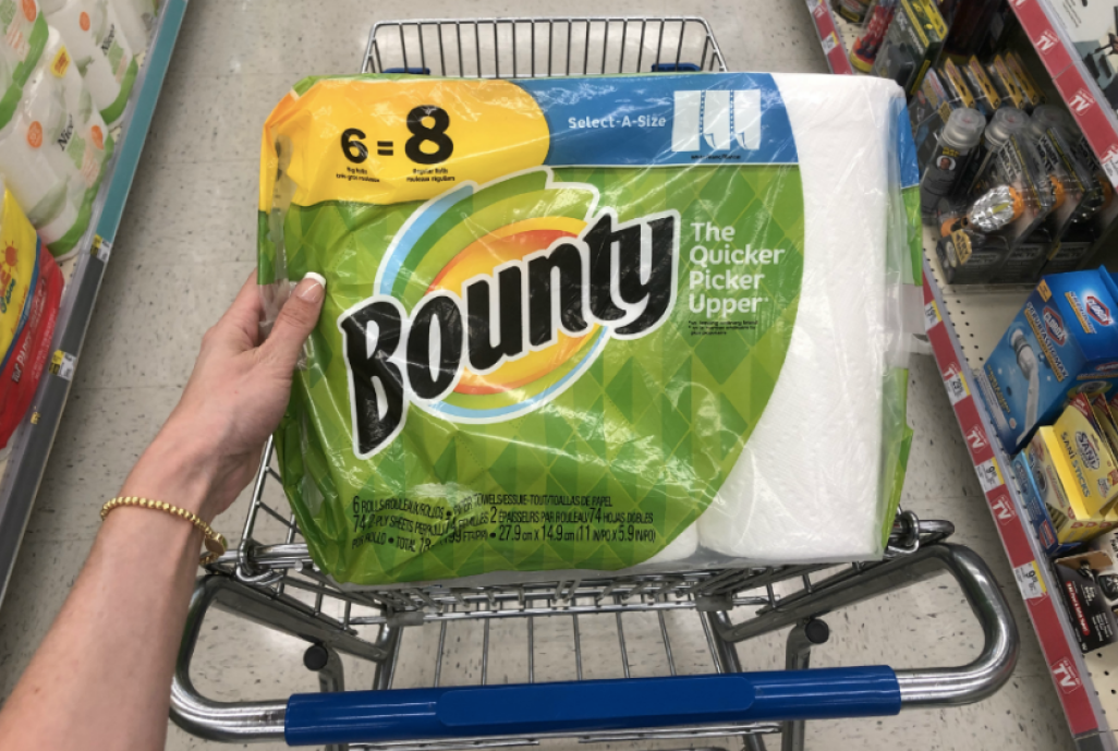 Bounty Paper Towels in Walgreens shopping cart