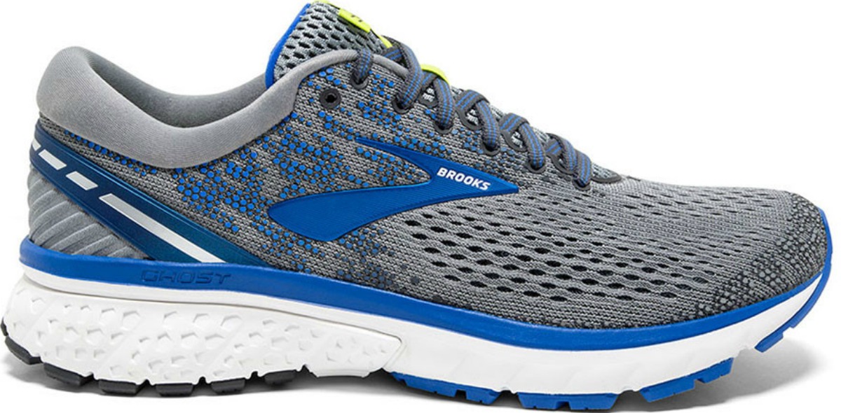 men's gray Brooks Running shoes with blue accents
