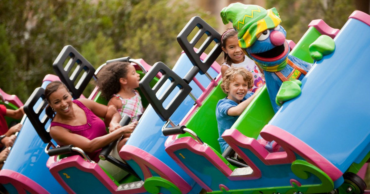 kids on Sesame Street rollercoaster