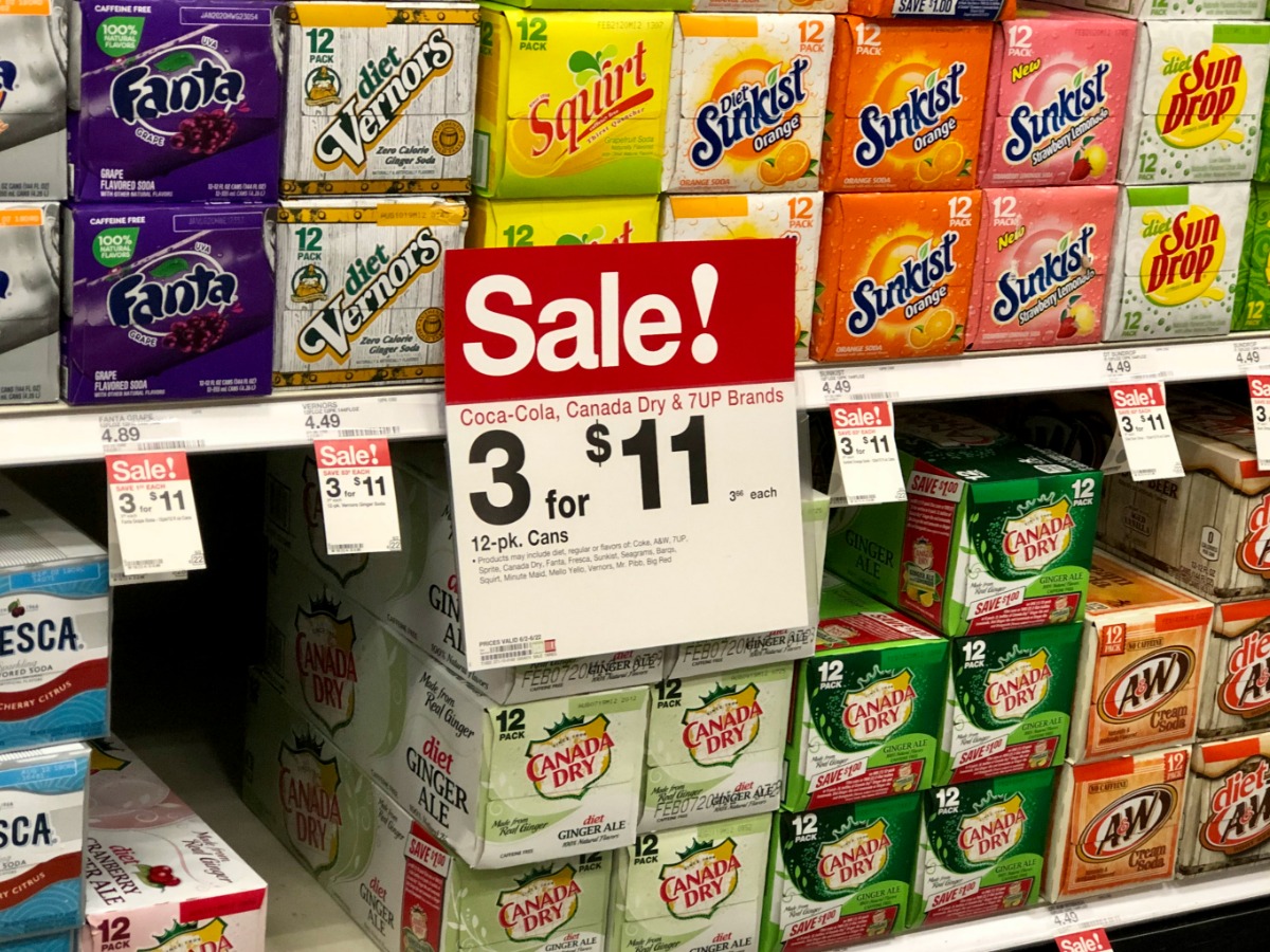 Various 12-packs of soda on sale at Target
