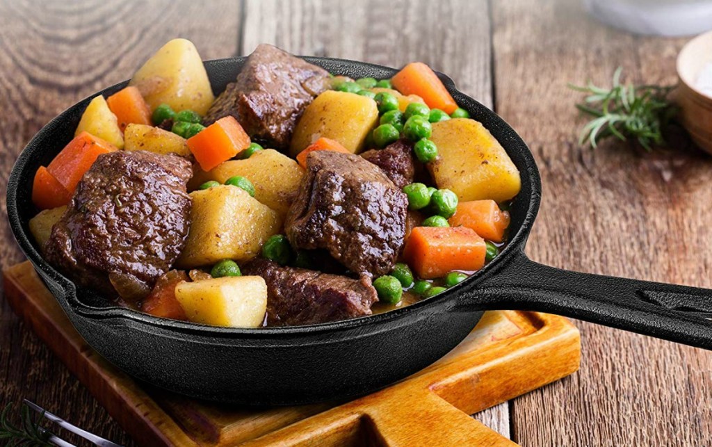 Cast Iron Skillet with beef and potato dish