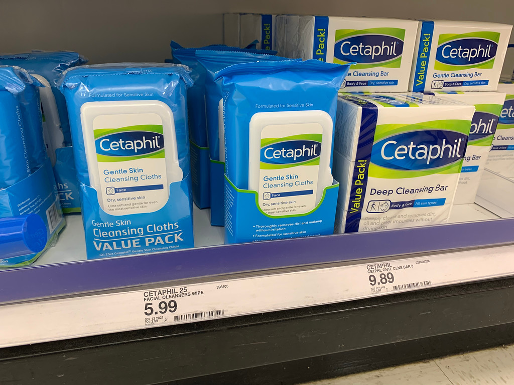 Cetaphil Skin Cleansing Cloths on the shelf at Target